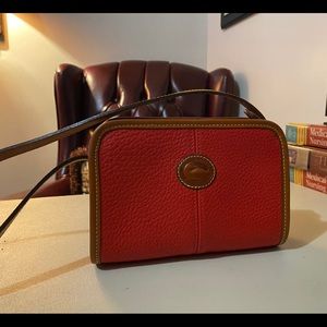 Dooney & Bourke Mini red orange bag with tan strap